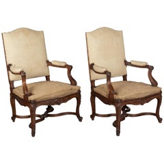 Antique Pair of French Regency Style Fauteuils