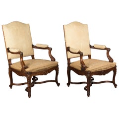 Antique Pair of French Regency Style Fauteuils
