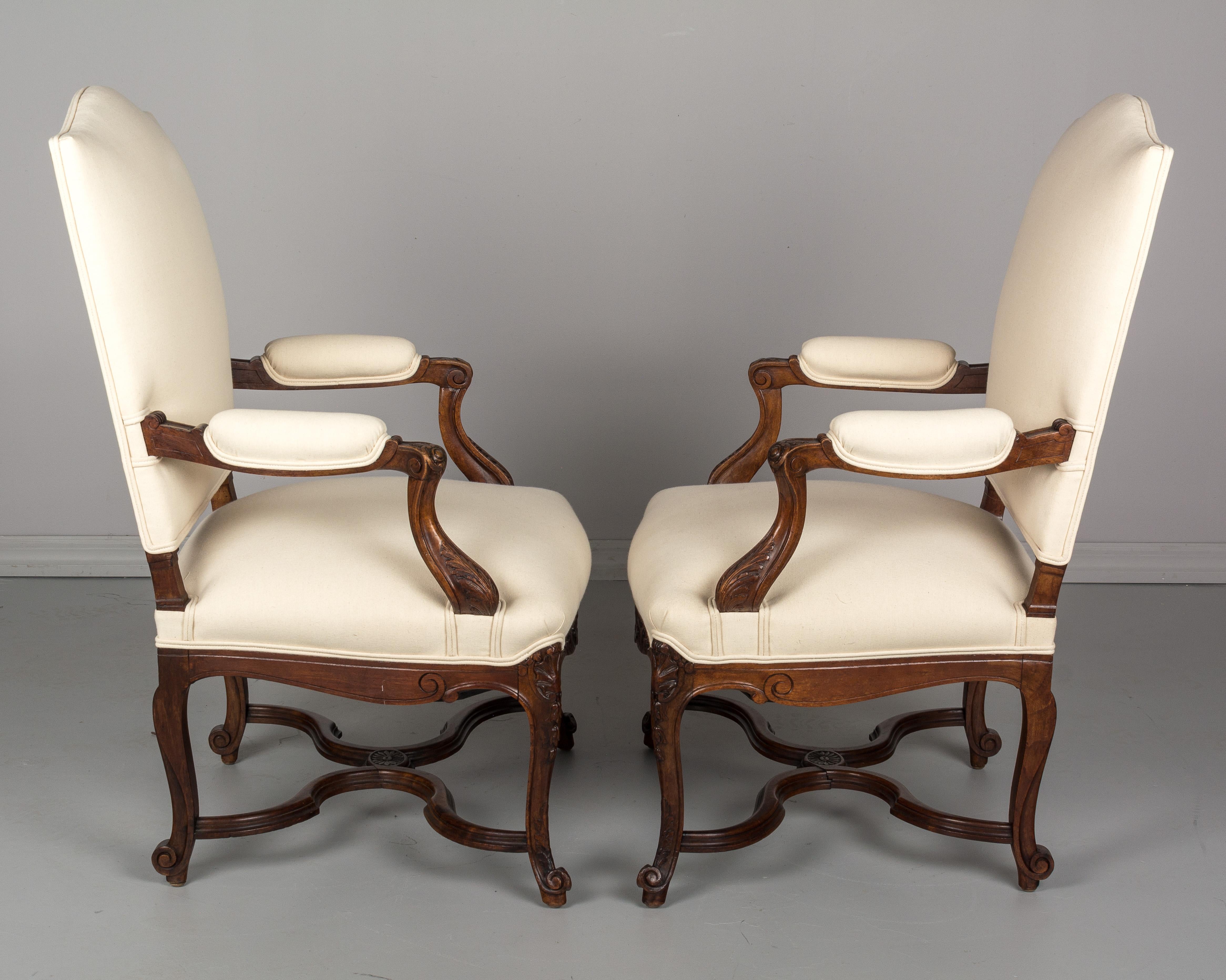 20th Century Pair of French Regency Style Fauteuils or Armchairs