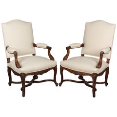 Pair of French Regency Style Fauteuils or Armchairs
