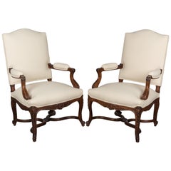 Pair of French Regency Style Fauteuils or Armchairs