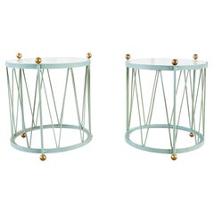 Pair of French Regency Style Iron Drum Drinks Tables