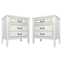 Pair of French Regency White Lacquered Chest of Drawers Commodes