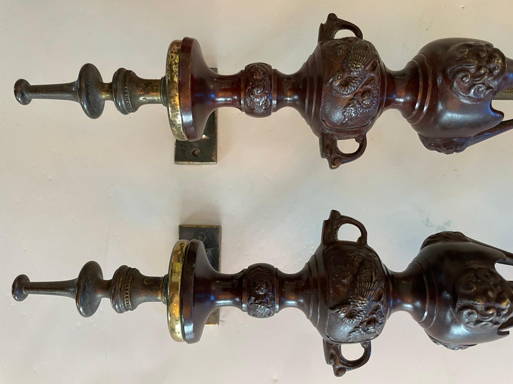 Brass Pair of French Renaissance Bronze Handles, 1920s