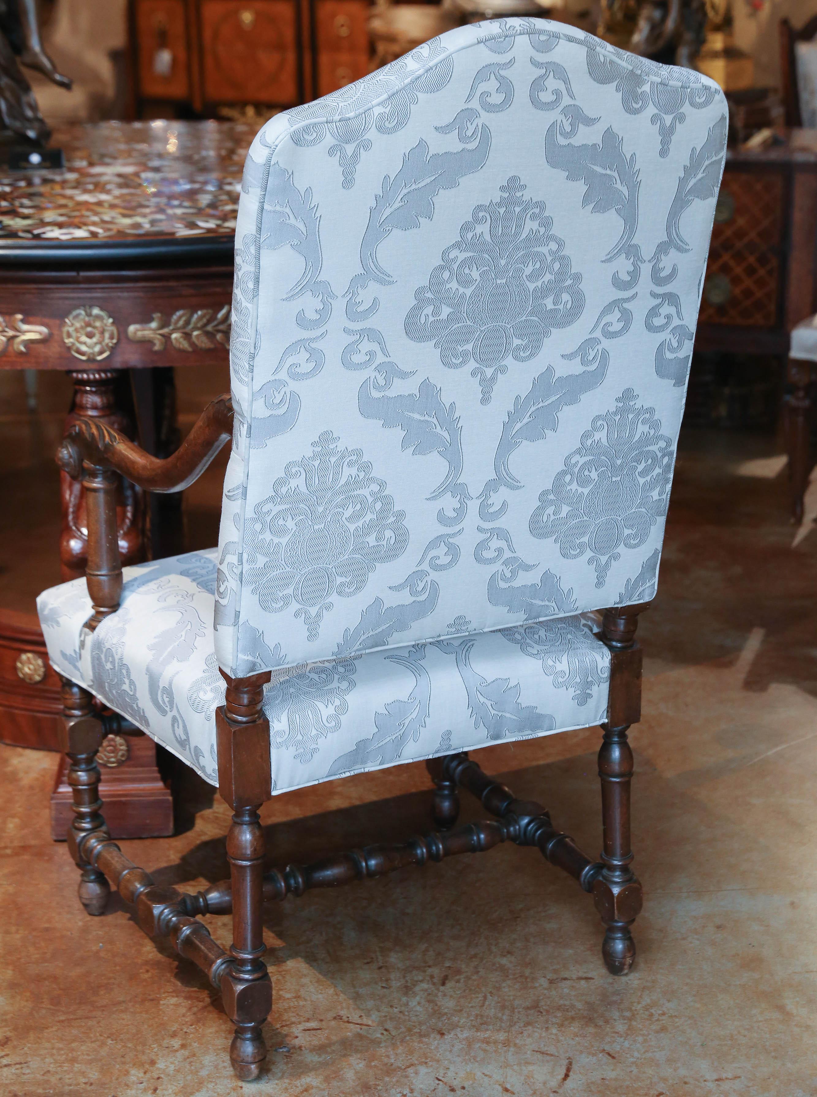 Pair of French Renaissance Style Armchairs with High Backs For Sale 2