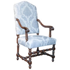 Pair of French Renaissance Style Armchairs with High Backs