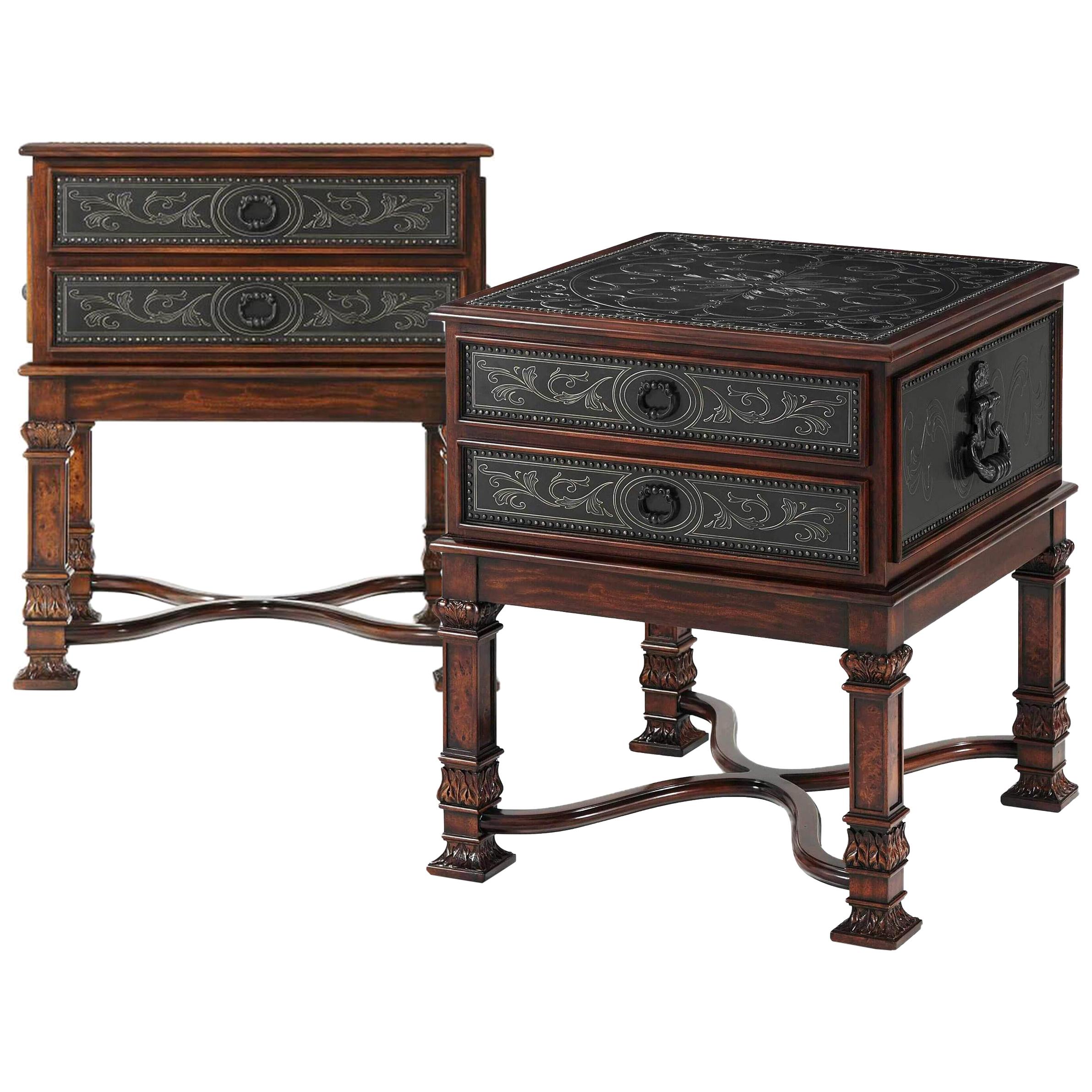 Pair of French Renaissance Style Bedside Tables