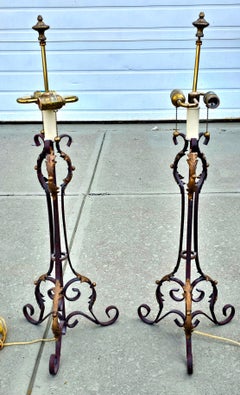 Pair of French Renaissance Style Patinated Metal Table Lamps