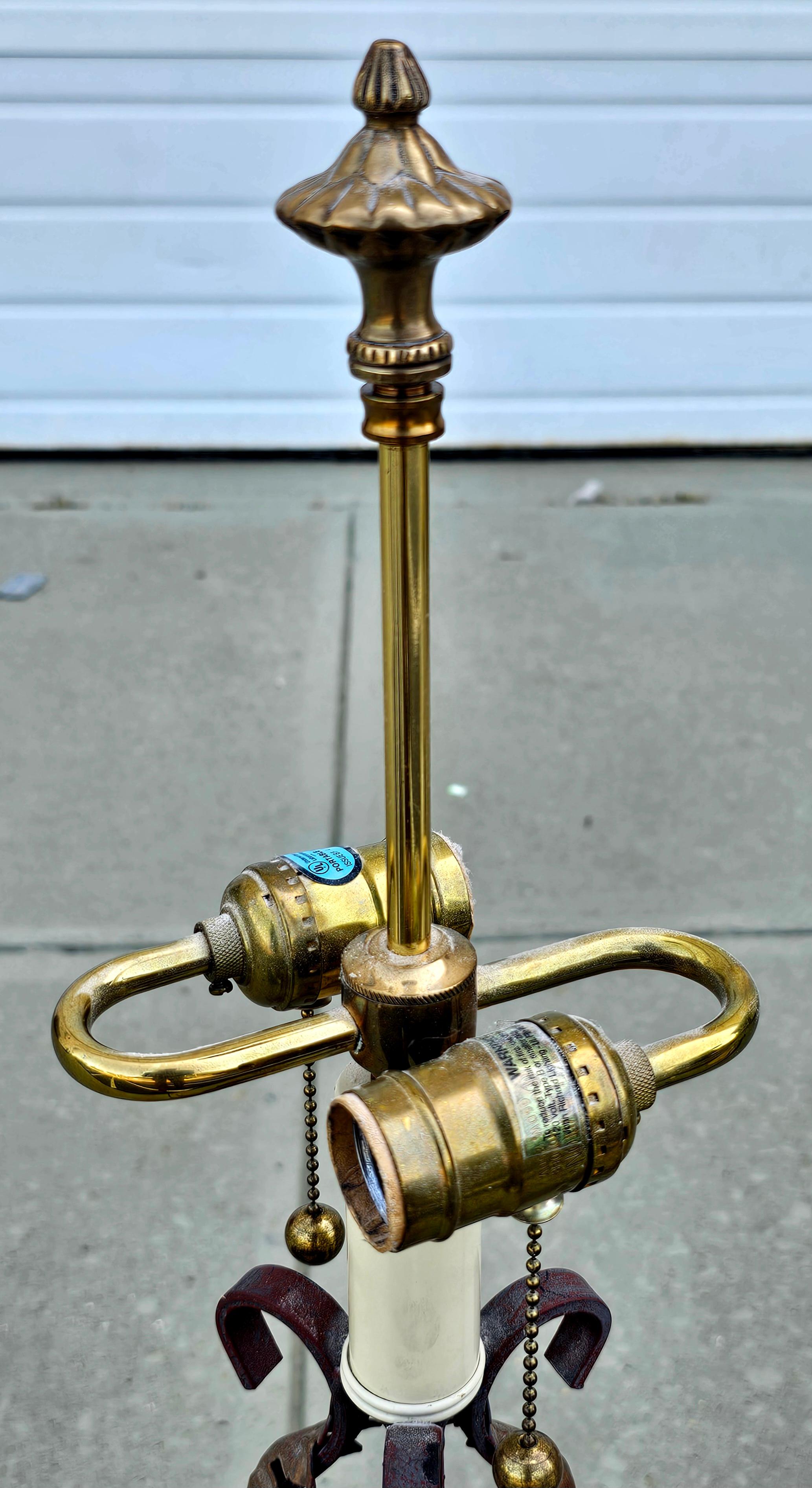 20th Century Pair of French Renaissance Style Patinated Metal Table Lamps For Sale