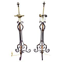Pair of French Renaissance Style Patinated Metal Table Lamps