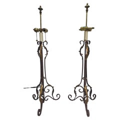 Pair of French Renaissance Style Patinated Metal Table Lamps