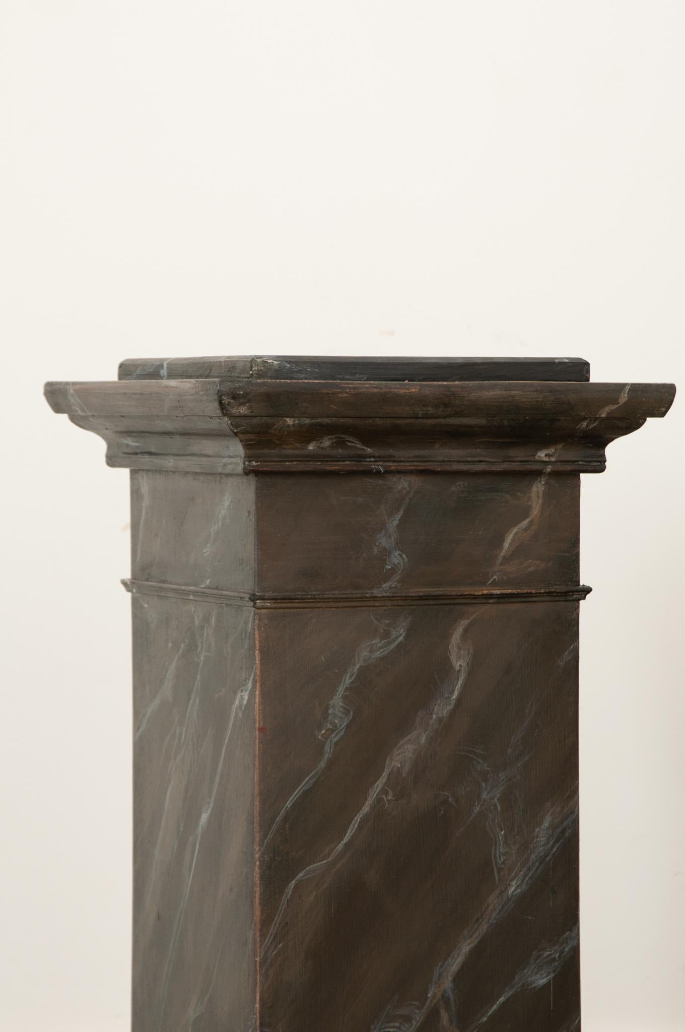 Pair of French Reproduction Faux Marble Pedestals In Good Condition For Sale In Baton Rouge, LA