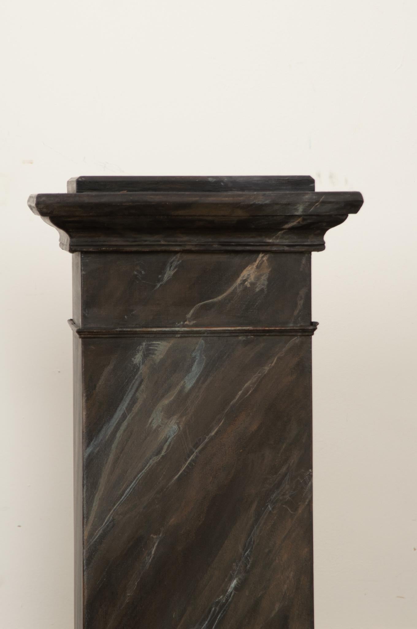 Pair of French Reproduction Faux Marble Pedestals For Sale 2
