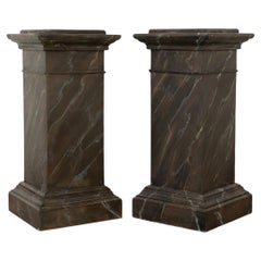 Vintage Pair of French Reproduction Faux Marble Pedestals