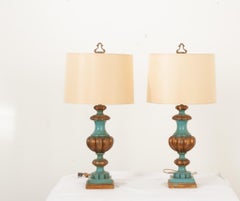 Pair of French Reproduction Painted Lamps