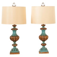 Used Pair of French Reproduction Painted Lamps