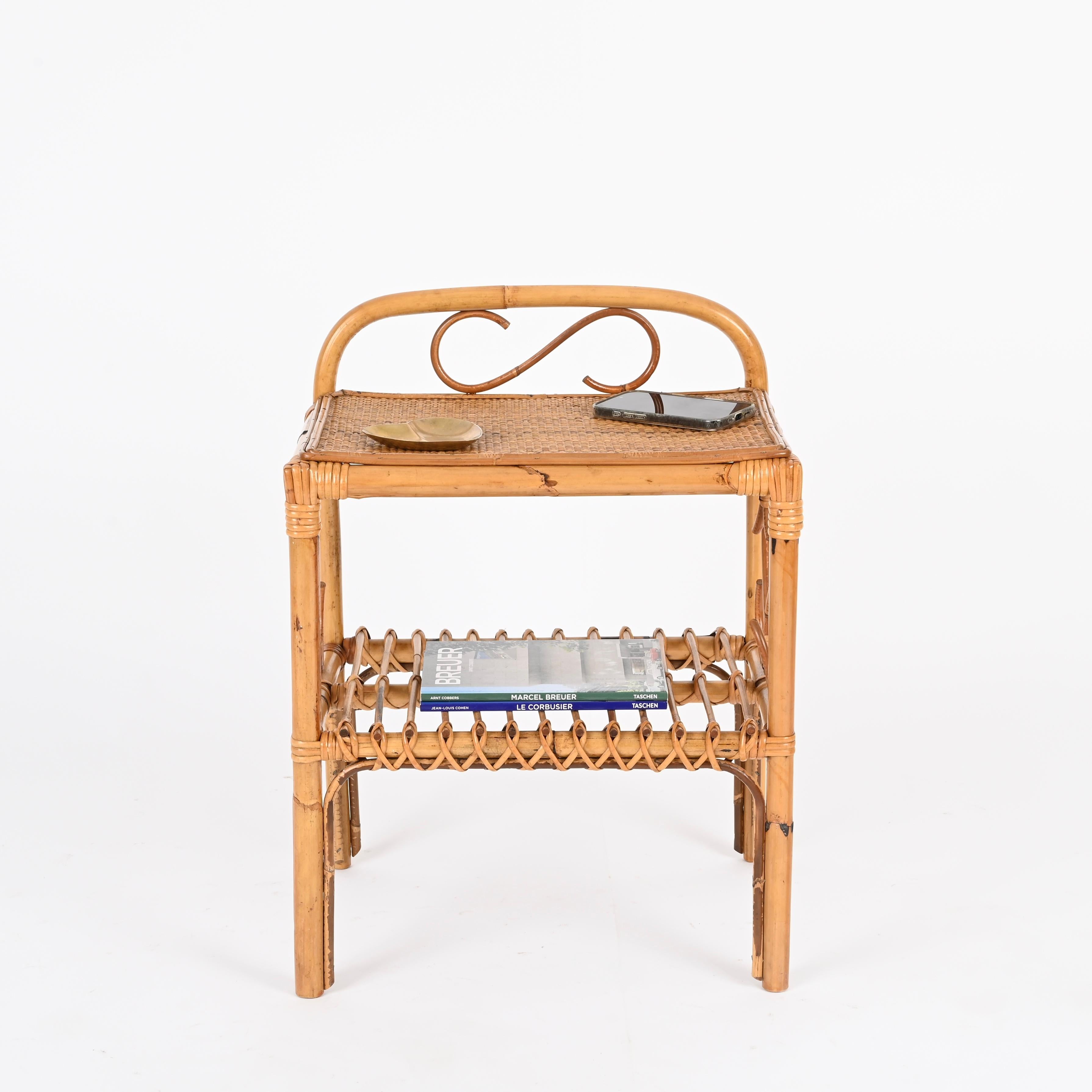 Paire de tables de nuit de la Côte d'Azur en bambou, rotin et osier, Italie, années 1960 en vente 6