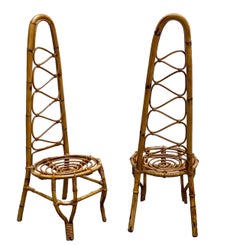 Pair of French Riviera Rattan and Bamboo Chairs, France, 1960s