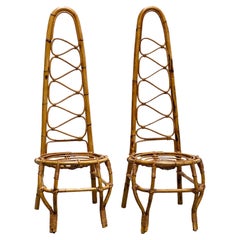 Pair of French Riviera Rattan and Bamboo Chairs, France, 1960s