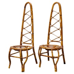 Pair of French Riviera Rattan and Bamboo Chairs, France, 1960s