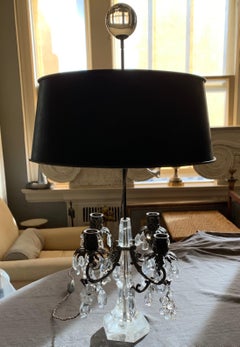 Pair of French Rock Crystal Girandole Lamps