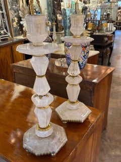 Pair of French Rock Crystal Lamps