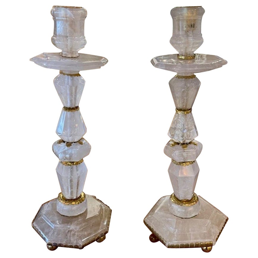 Pair of French Rock Crystal Lamps