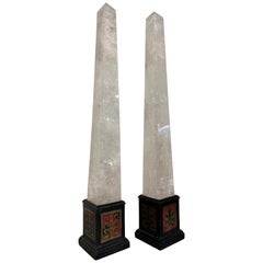 Pair of French Rock Crystal Obelisks with Boulle Style Bases, Late 19th Century