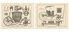 Pair of French Rococo Berlin & Diable Carriage Engravings, 1771