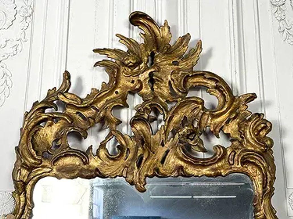 Pair of French Rococo Giltwood Mirrors For Sale 1