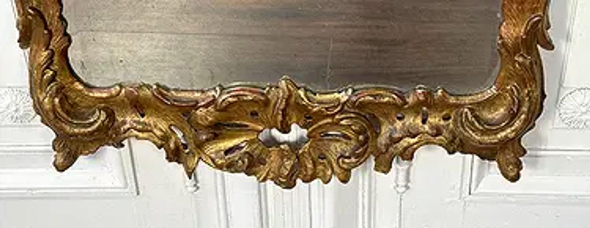 Pair of French Rococo Giltwood Mirrors For Sale 5