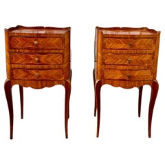Pair of French Rococo Nightstands In Mahogany 