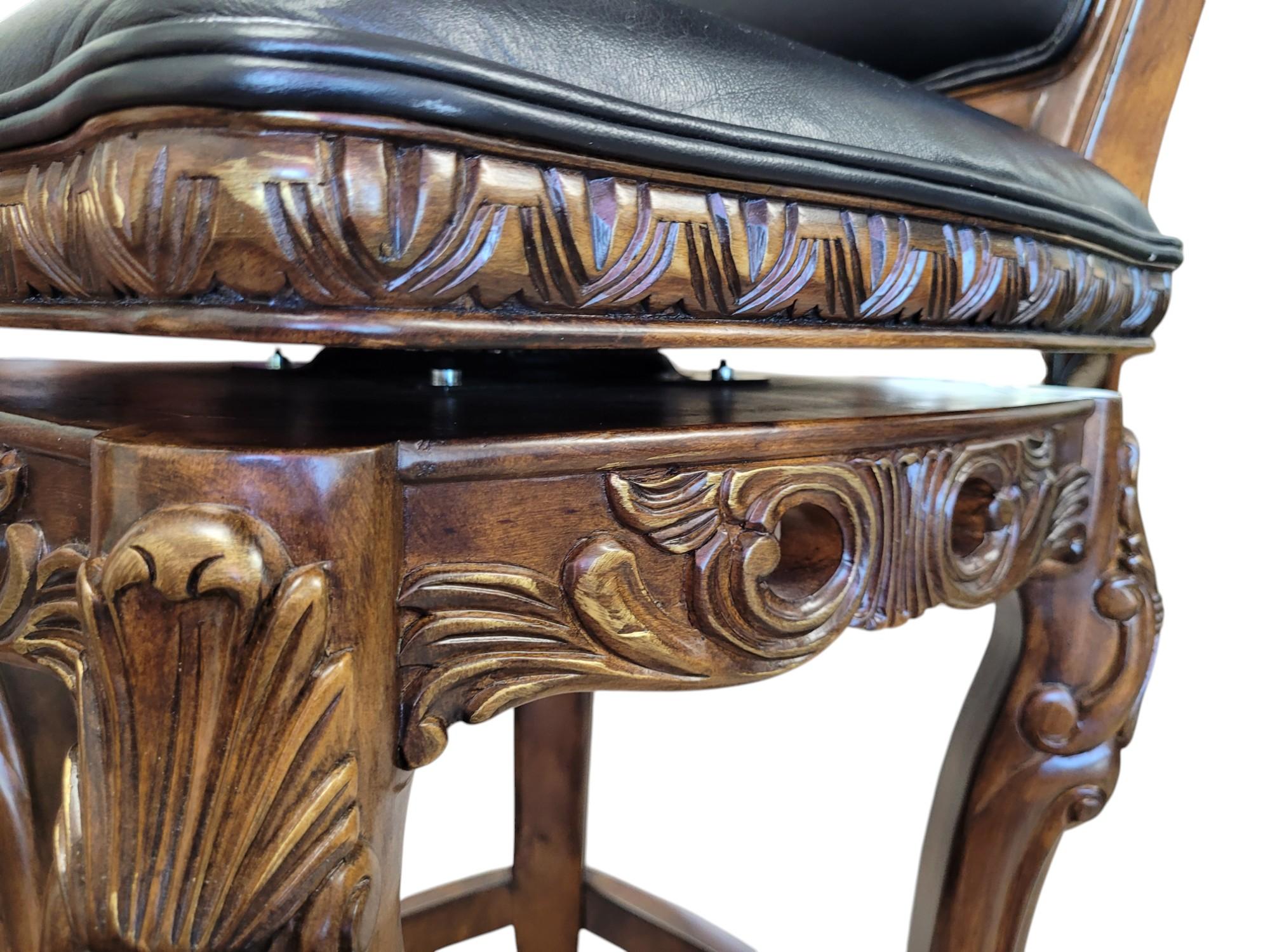 Pair of French Rococo Revival 360° Swivel Bar Stools For Sale 6