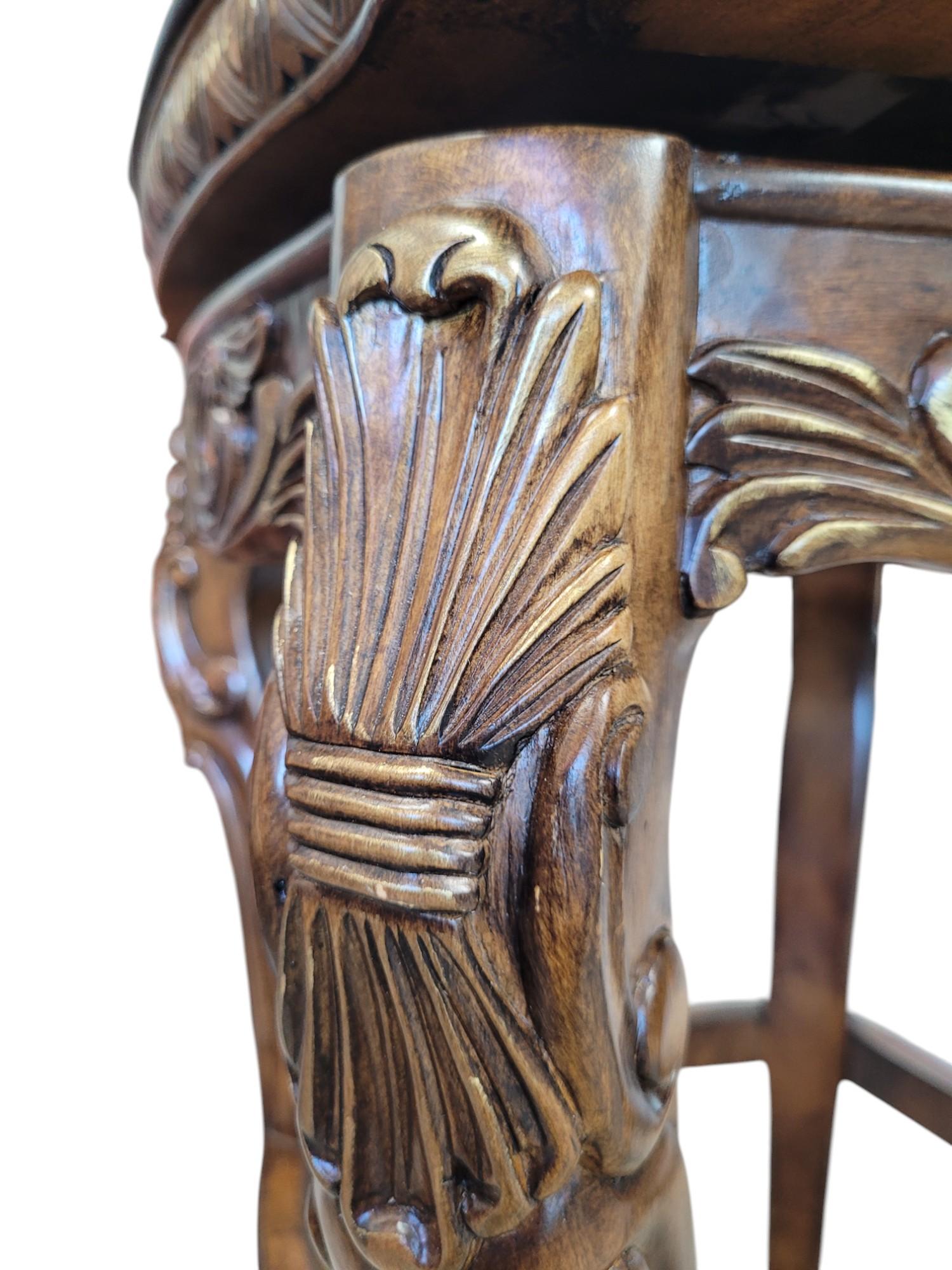 Pair of French Rococo Revival 360° Swivel Bar Stools For Sale 7