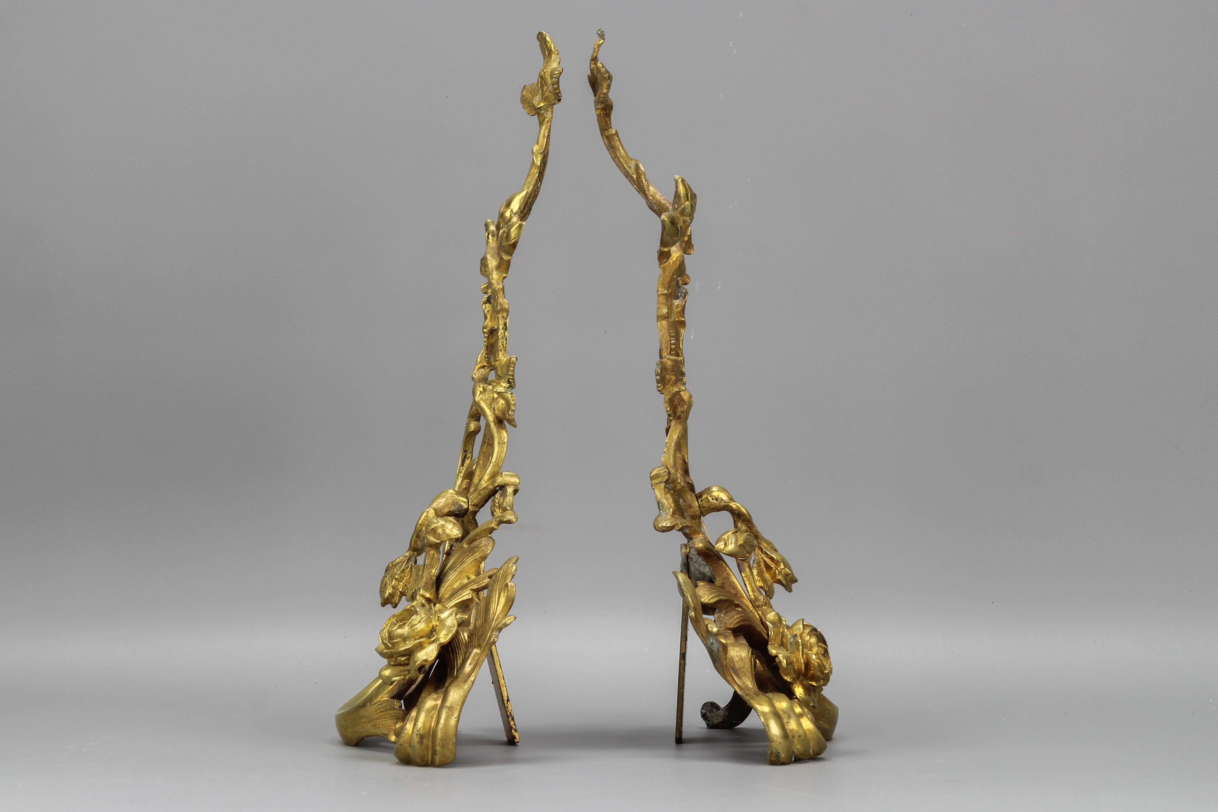 Pair of French Rococo Style Bronze Decors with Roses, Late 19th Century For Sale 7