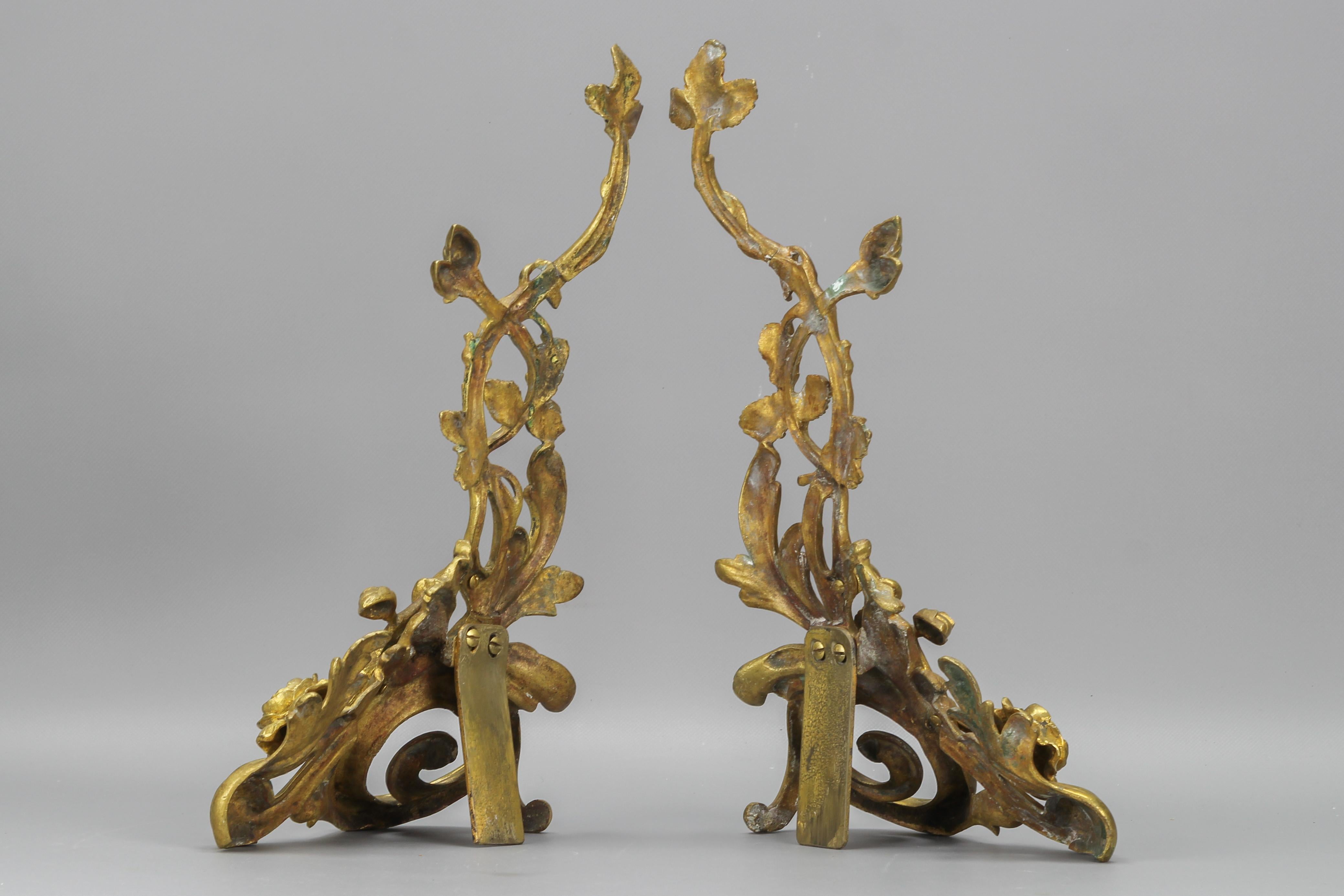 Pair of French Rococo Style Bronze Decors with Roses, Late 19th Century For Sale 8
