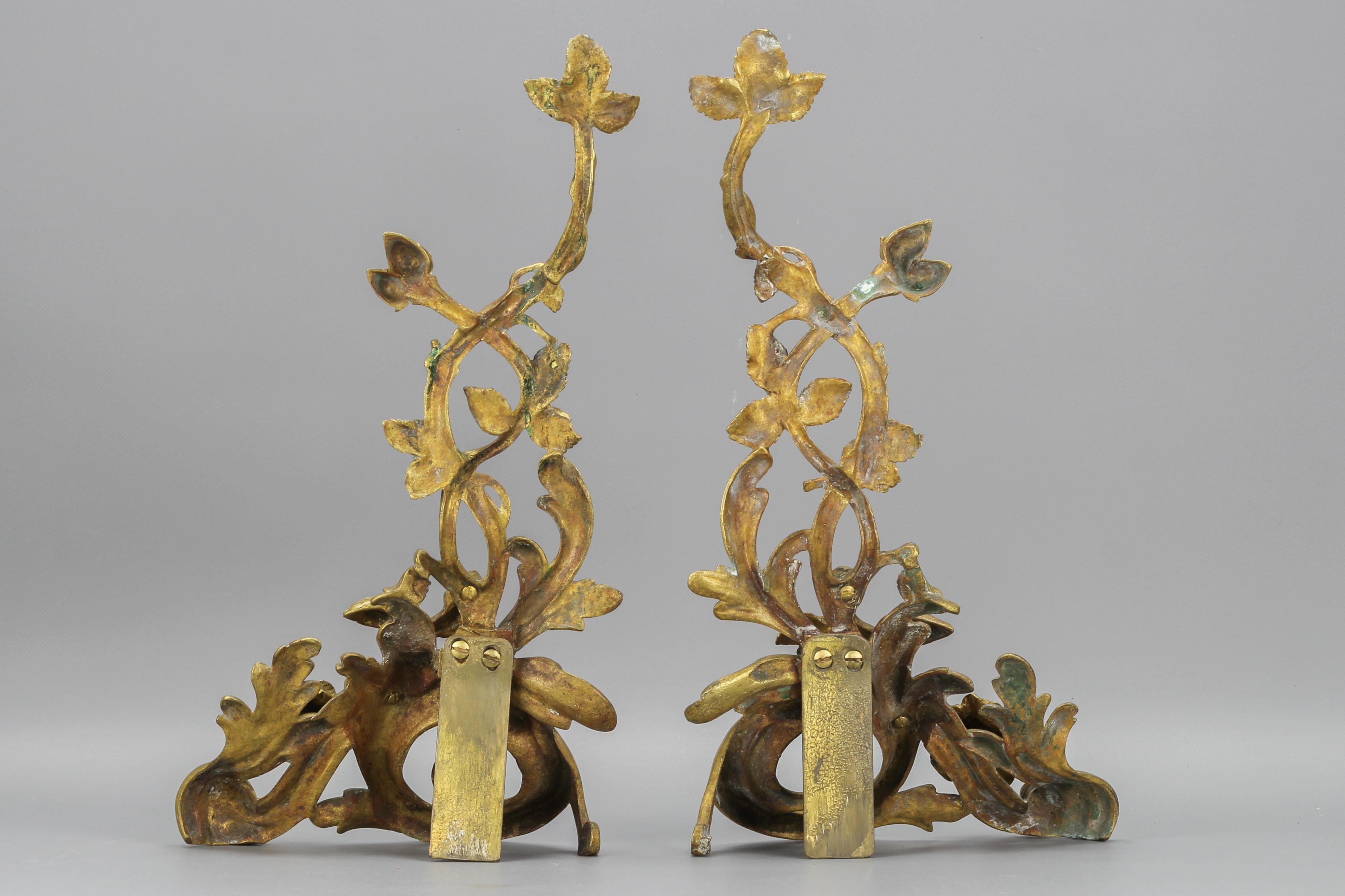 Pair of French Rococo Style Bronze Decors with Roses, Late 19th Century For Sale 9