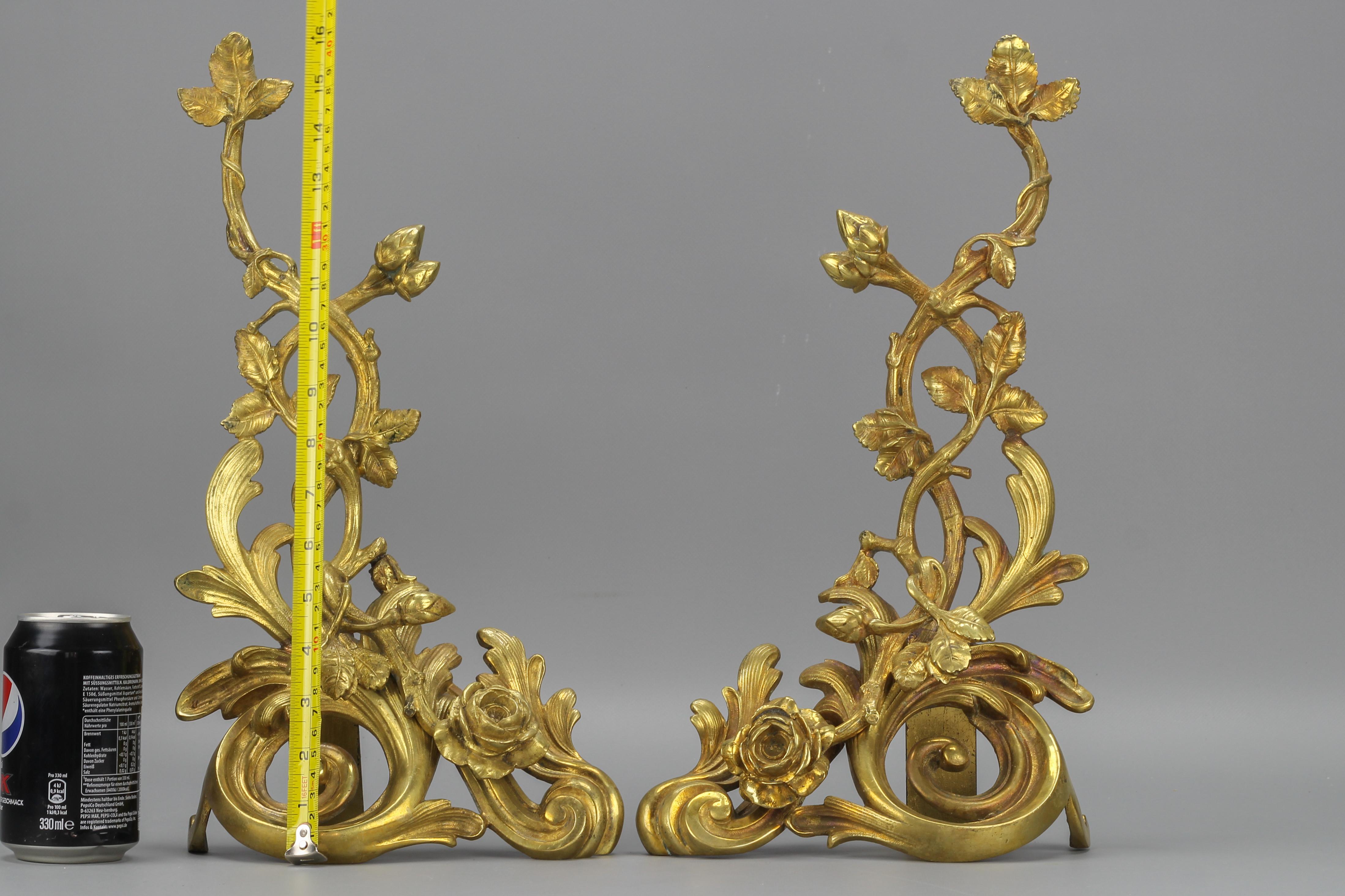 Pair of French Rococo Style Bronze Decors with Roses, Late 19th Century For Sale 14