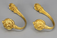 Pair of French Rococo Style Gilt Bronze Curtain Tiebacks or Curtain Holders