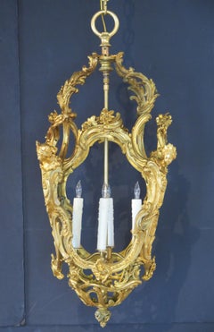 Coppia di lanterne in bronzo dorato in stile French Rococo (ex gas)