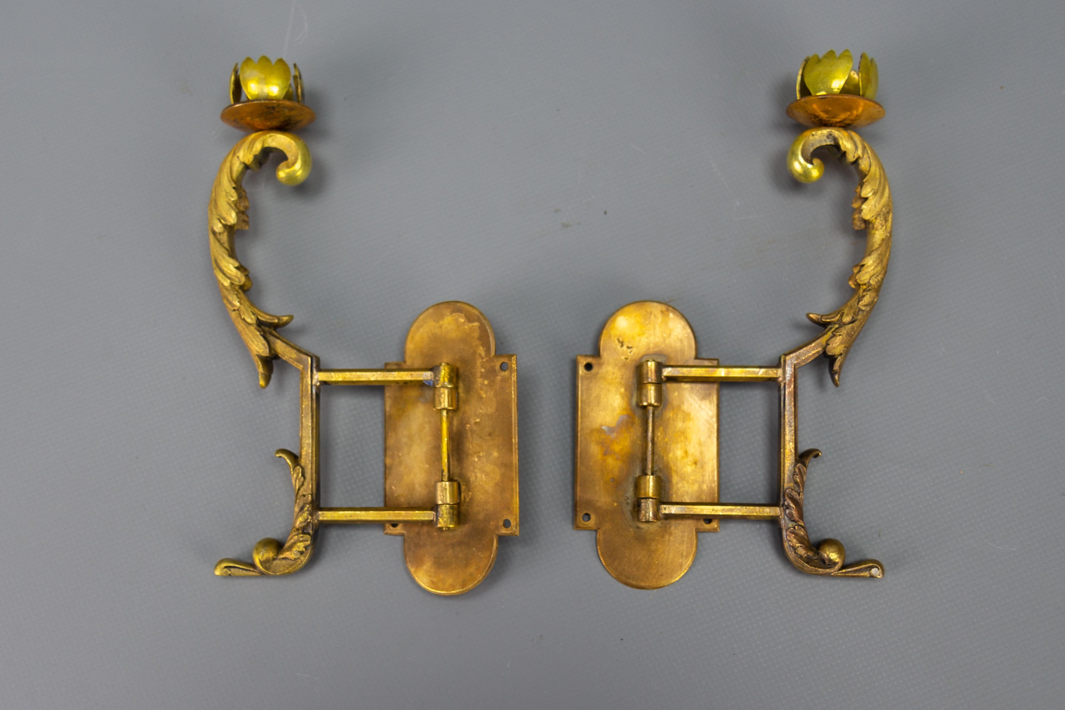 Pair of French Rococo Style Piano Wall Sconces Swivel Candle Holders, ca. 1900 For Sale 5