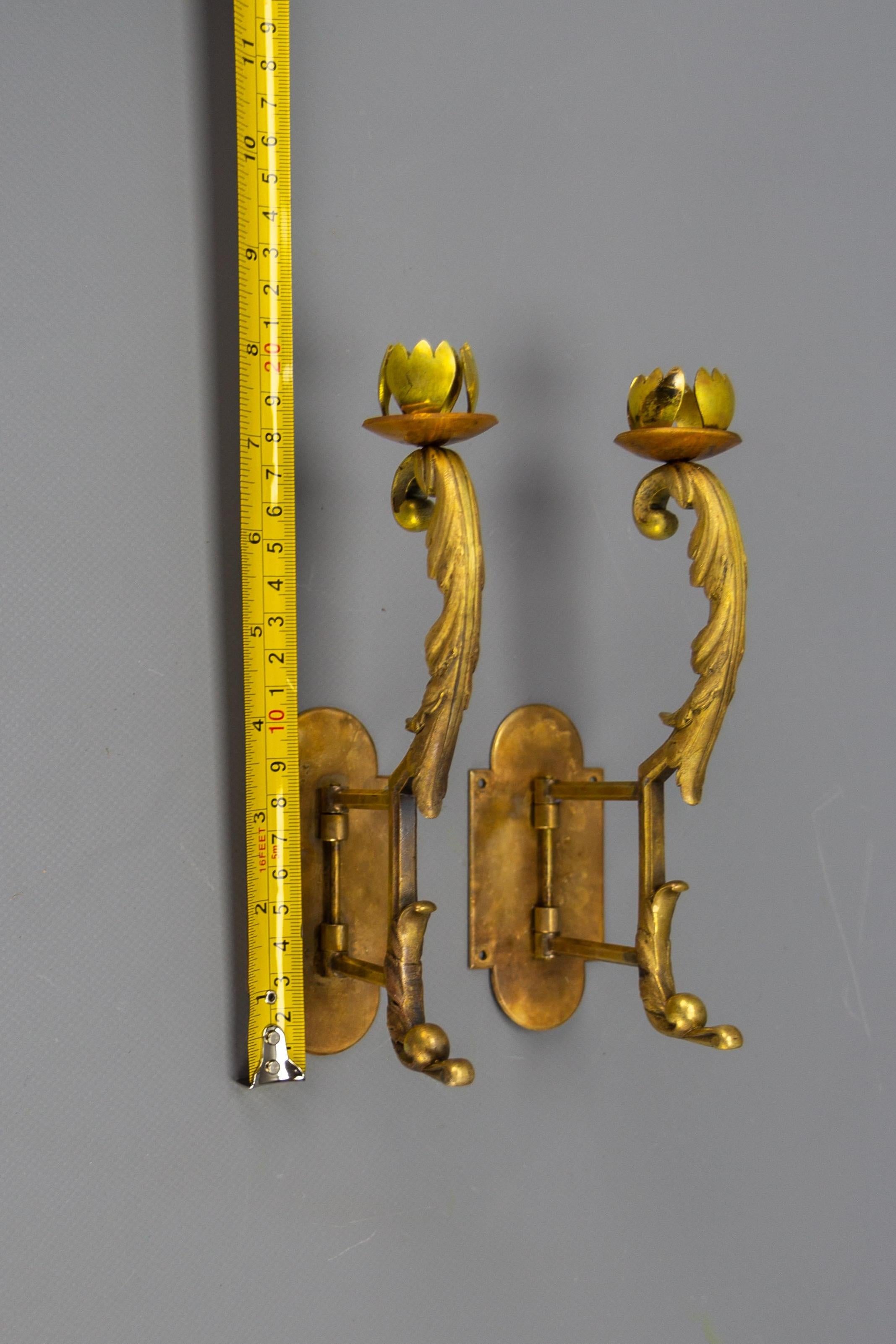 Pair of French Rococo Style Piano Wall Sconces Swivel Candle Holders, ca. 1900 For Sale 13