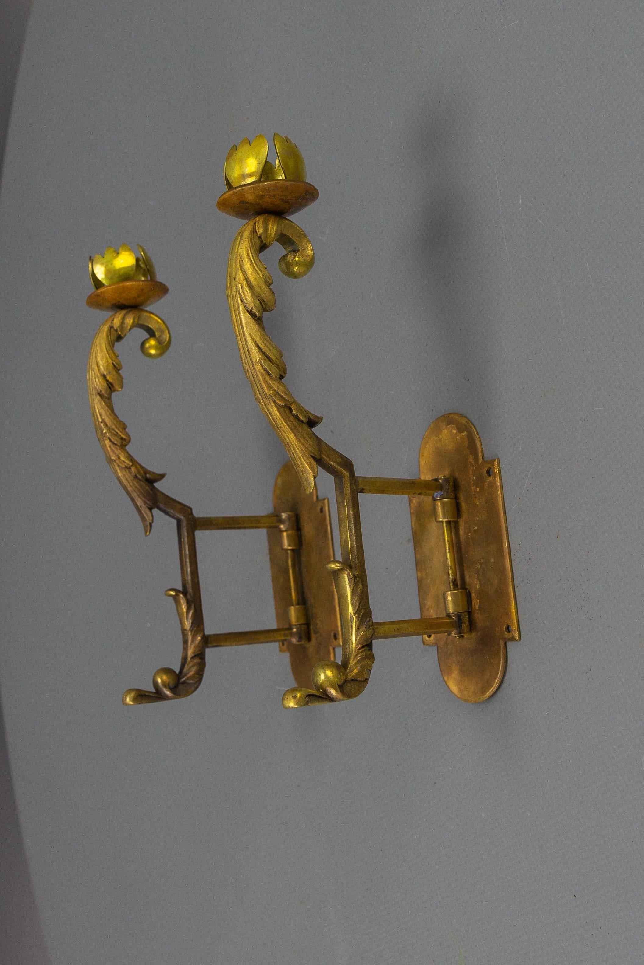Pair of French Rococo Style Piano Wall Sconces Swivel Candle Holders, ca. 1900 For Sale 14