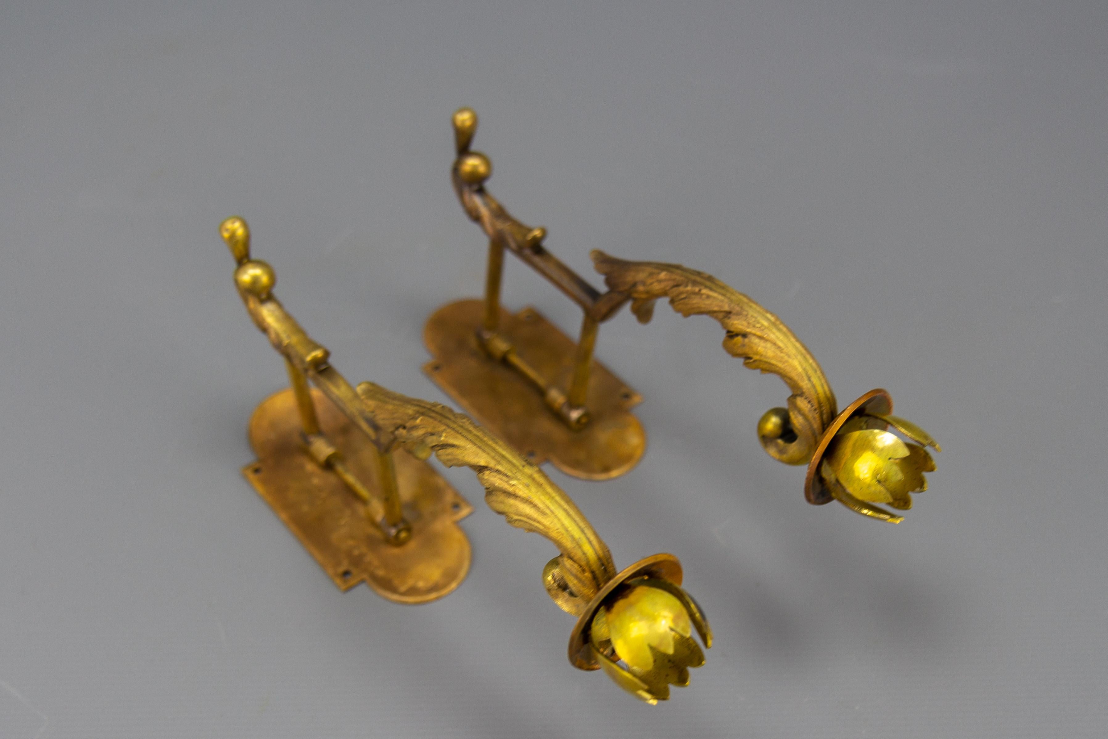 Pair of French Rococo Style Piano Wall Sconces Swivel Candle Holders, ca. 1900 For Sale 1
