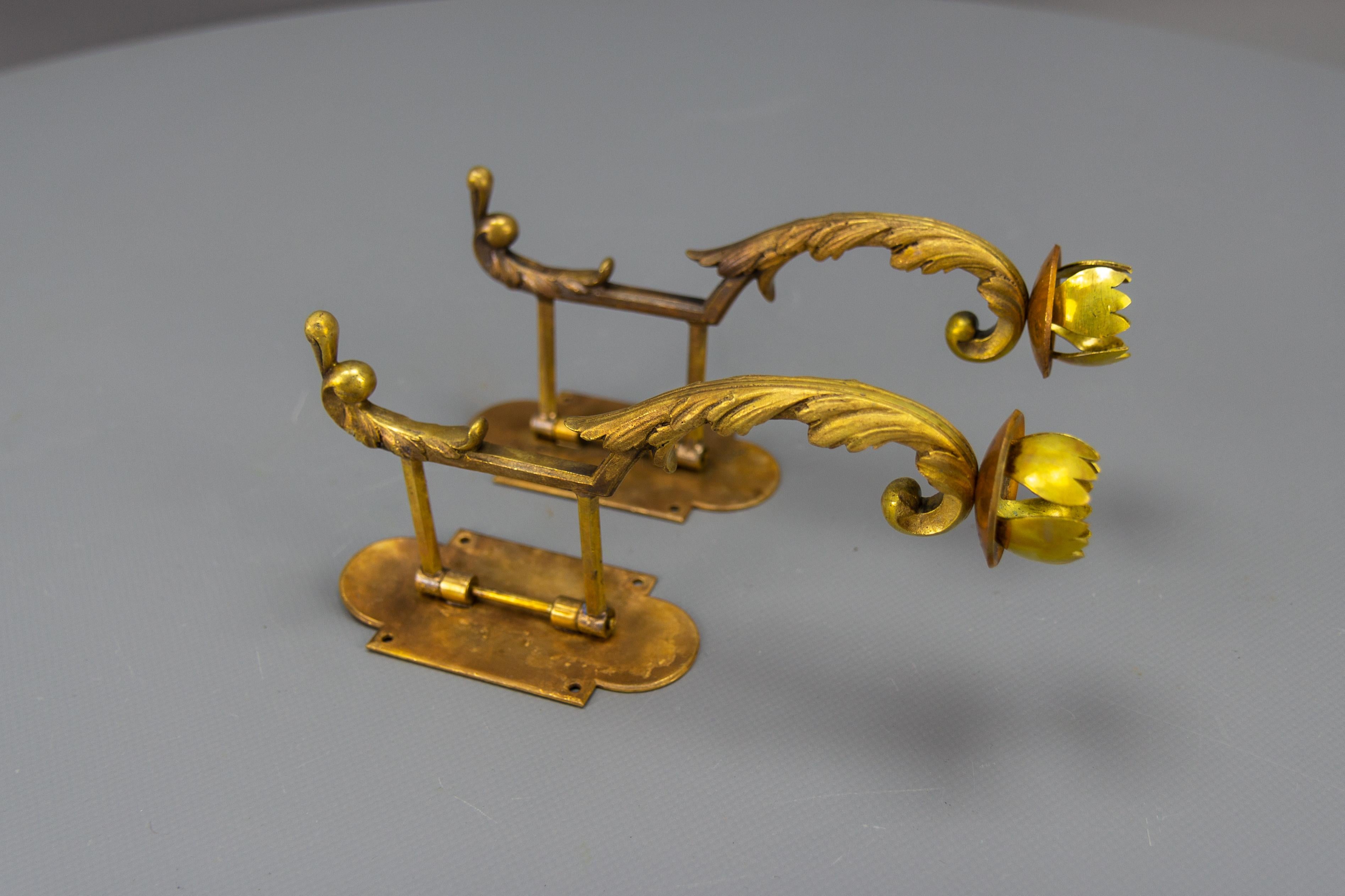 Pair of French Rococo Style Piano Wall Sconces Swivel Candle Holders, ca. 1900 For Sale 2