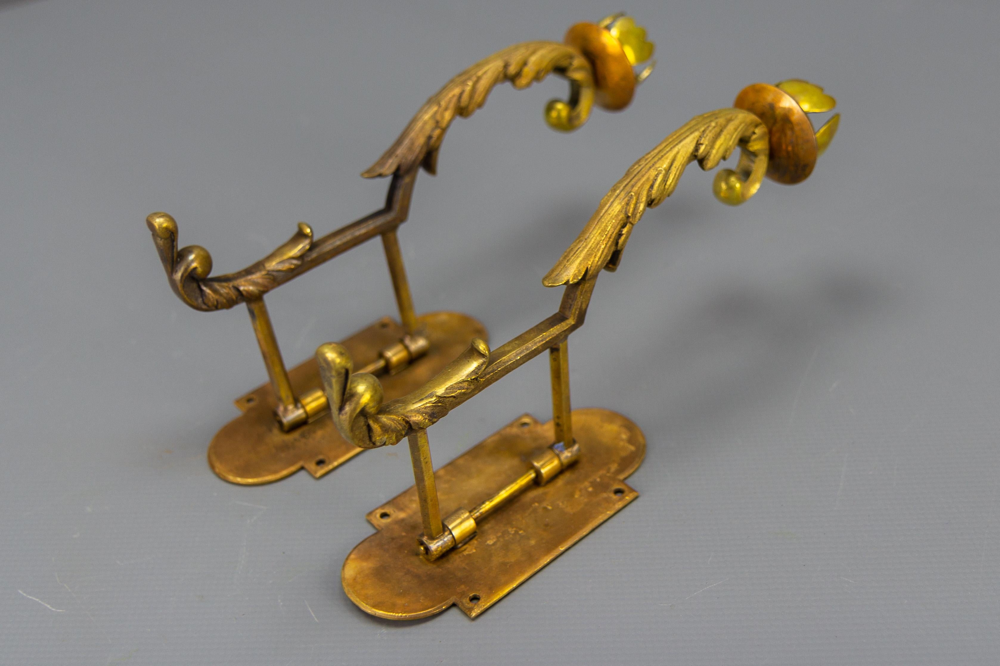 Pair of French Rococo Style Piano Wall Sconces Swivel Candle Holders, ca. 1900 For Sale 3