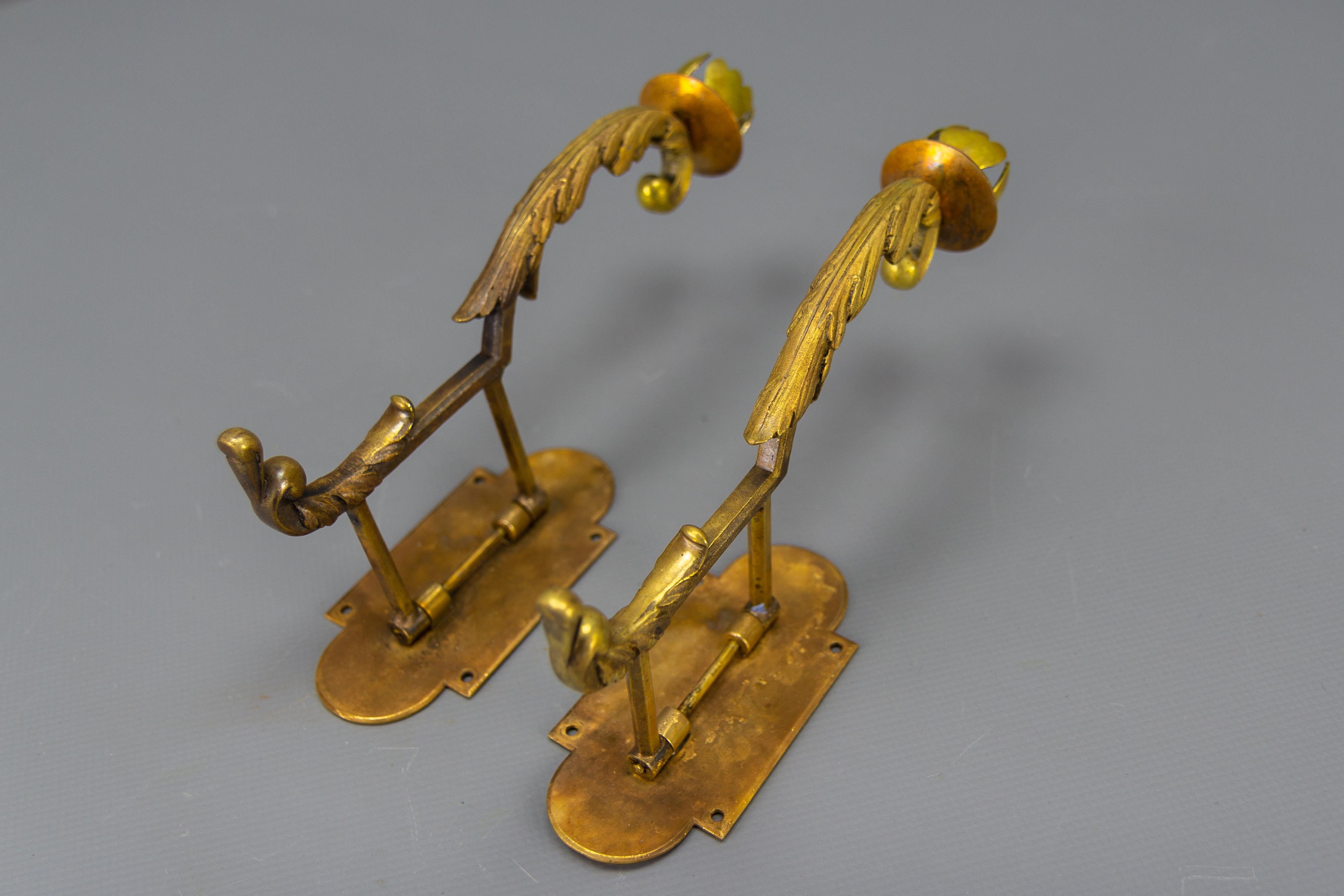 Pair of French Rococo Style Piano Wall Sconces Swivel Candle Holders, ca. 1900 For Sale 4