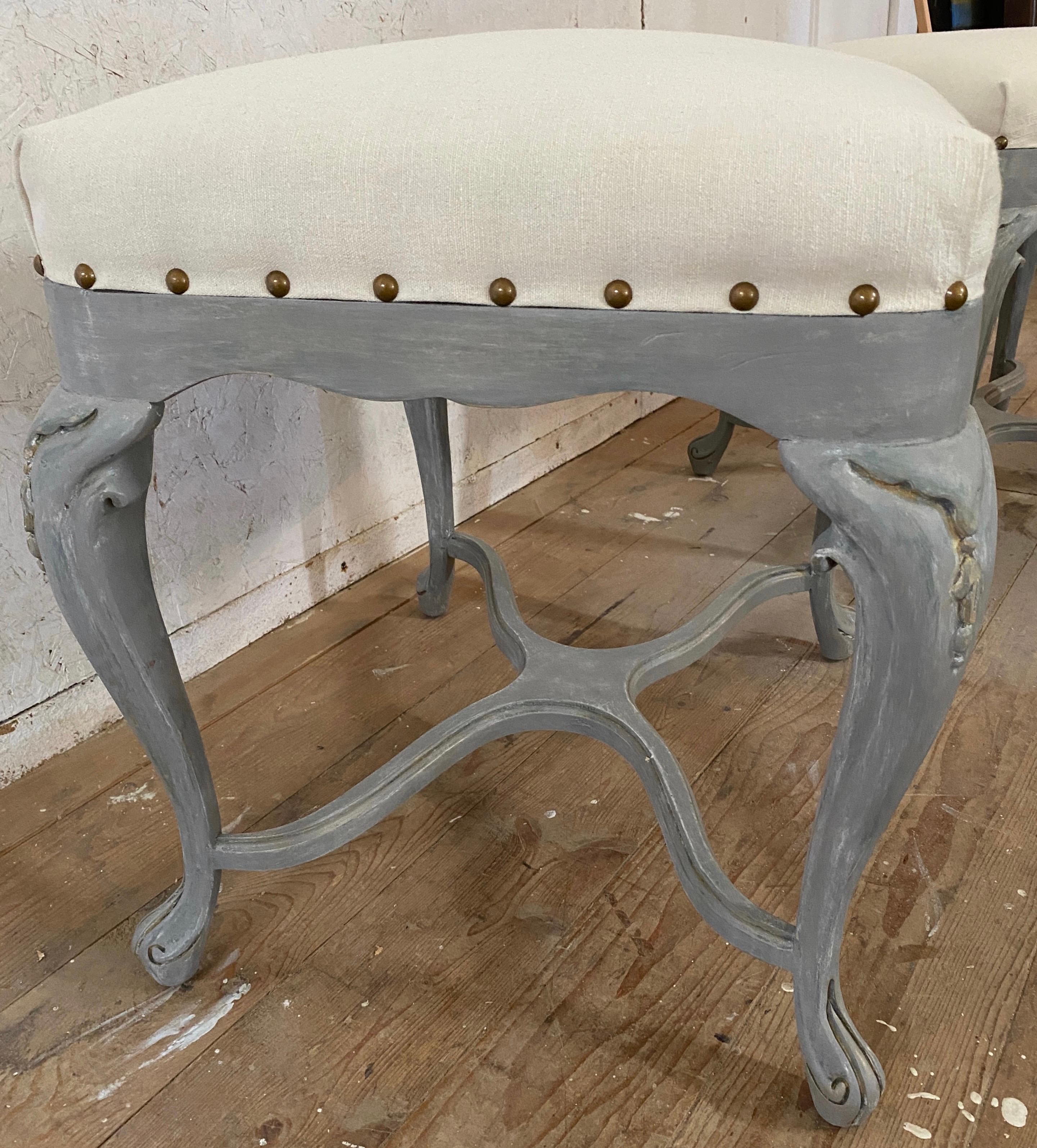 20th Century Pair of French Rococo Style Side Tables or Stools For Sale