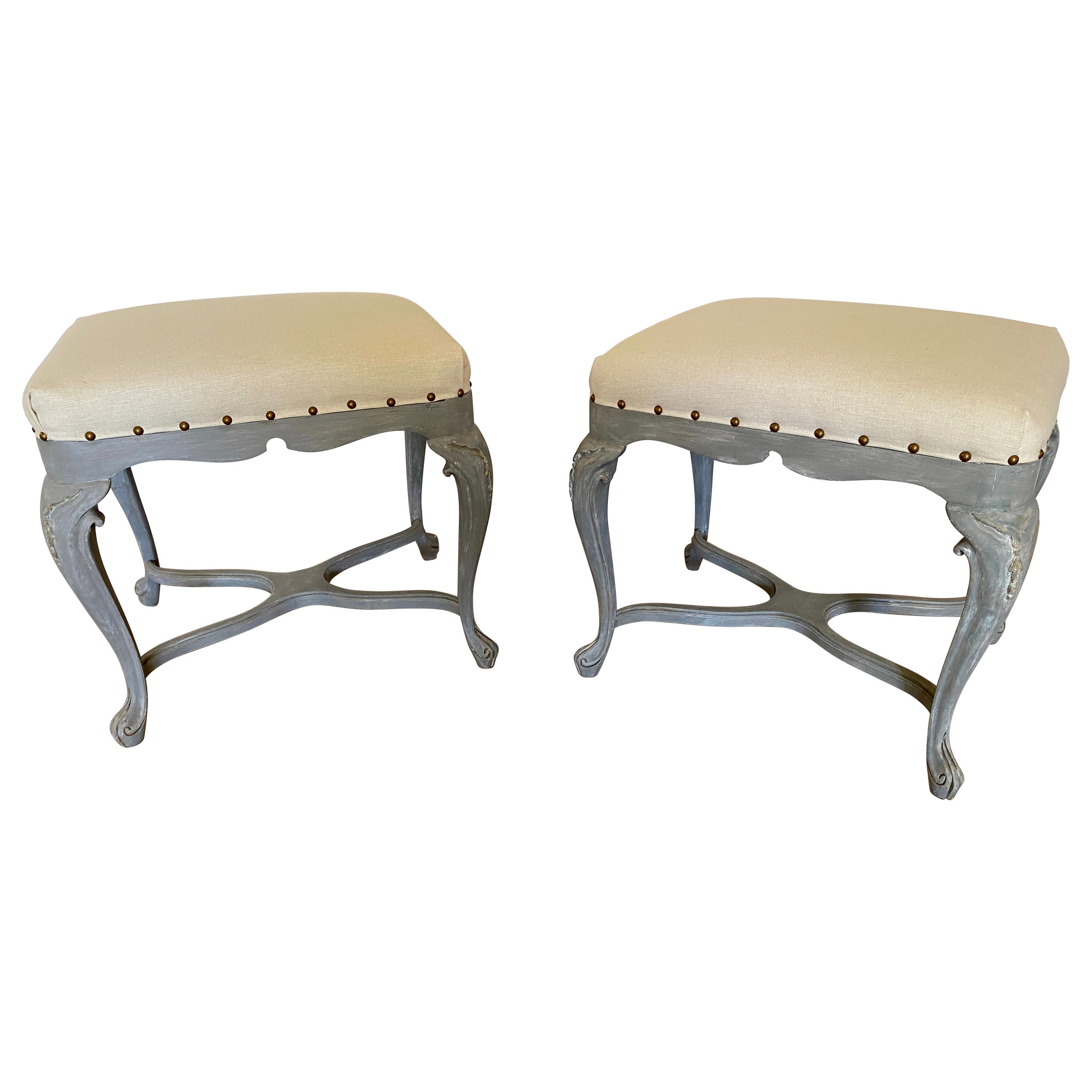 Pair of French Rococo Style Side Tables or Stools