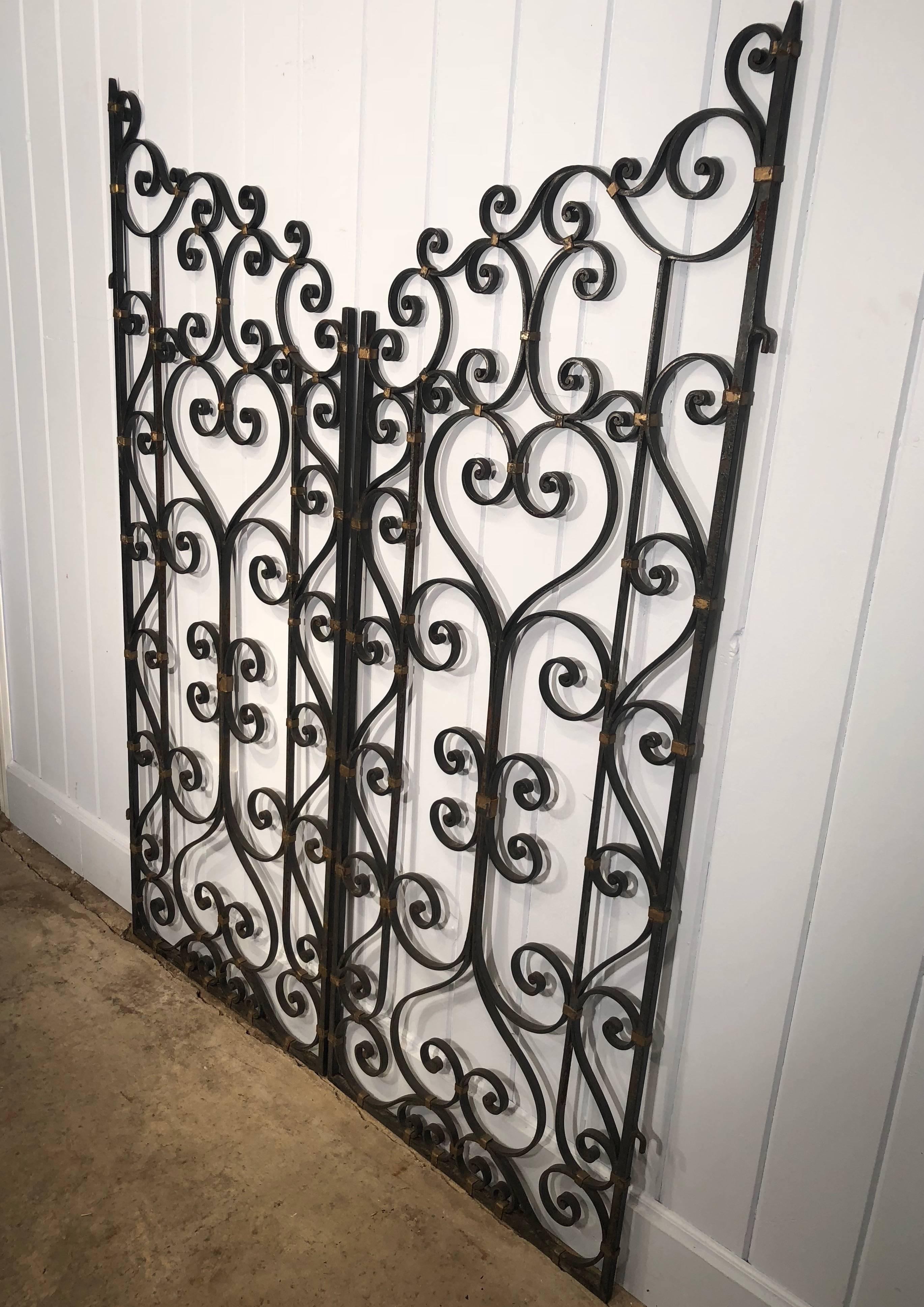 Rococo Revival Pair of French Rococo Wrought Iron Gates